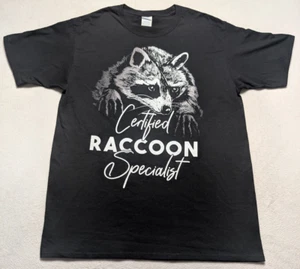 Camiseta Gráfica Especialista Mapache Certificado Grande Negra Divertida Animal Camiseta - Imagen 1 de 5