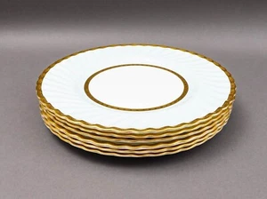 Minton England H5200 Gold Encrusted Light Blue Embassy Dinner Plate Set Of 6 - Picture 1 of 8