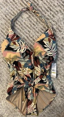 Traje de baño Carmen Marc Valvo multicolor floral halter de una pieza talla 14 nuevo con etiquetas💚 Foto 1 de 4