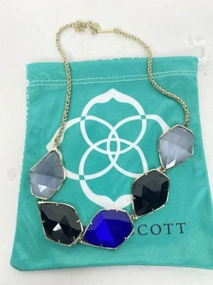 Kendra Scott Vintage Connely Stone Swapped Cobalt/black/slate In Gold Necklace  - Image 1 of 4