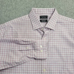 Camicia elegante E B legno uomo 17 34/35 viola blu a quadri non ferro slim fit abbigliamento da lavoro - Foto 1 di 17