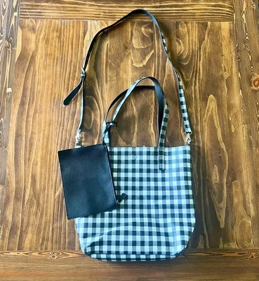 Bolso de Mano Gingham Buffalo Blanco y Negro a Cuadros con Bolsa con Cremallera a Juego Foto 1 de 4