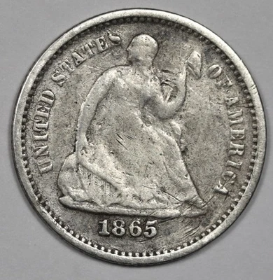 Media moneda de diez centavos libertad sentada años 1865.  Detalle en muy buen estado.  209326 Foto 1 de 2