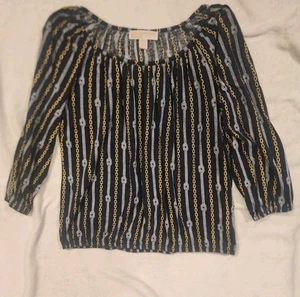 Michael Kors Chain Rope Design Blue Blouse Women Small - Picture 1 of 5