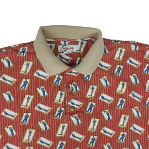 Sauce by Berne Polo Shirt Mens XL All Over Print Golf Red Short Sleeve Vintage - Picture 1 of 8