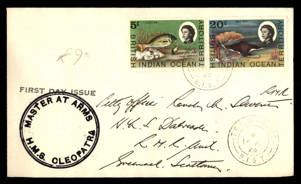 Mayfairstamps Territorio Británico del Océano Índico 1969 HMS Cleopatra TPO Nordvaer Cov Foto 1 de 2