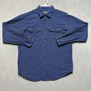 Camisa Filson Para Hombre Mediana Azul Negra Gris Franela a Cuadros Manga Larga Abotonada Usada en Excelente Condición - Imagen 1 de 9