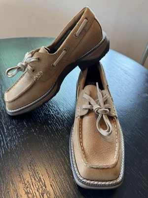 Nuevo Mocasines Mujer Ariat Cuero Tostado Puntera Cuadrada Talla 7-8 MUESTRA ZAPATO NUEVO SIN CAJA Foto 1 de 4