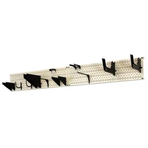 Wall Control Pegboard 64"x8" Tan Beige Metal Garage Tool Storage w/ Black Hooks - Picture 1 of 5