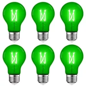 Luxrite A19 Edison LED Green Light Bulb 4.5W=60W UL E26 Indoor Outdoor 6 Pack - Picture 1 of 7