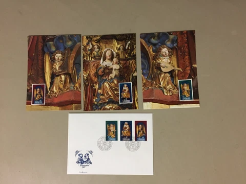 Set of four LIECHTENSTEIN SCULPTURE  fdc-three are maxi cards Cover