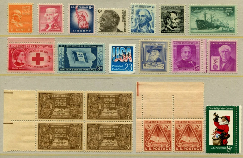 BV29 USA 20v MNH Ship Flag Red Cross Famous People Space Christmas - Image 1 of 1