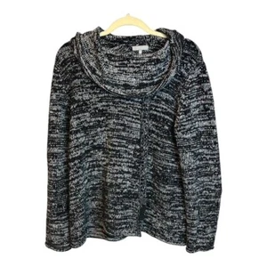 Habitat Clothes to Live In Sweater Women's Size Large Cowl Neck Soft Black White - Picture 1 of 4
