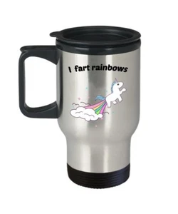 Unicorn Farting Travel Mug - I Fart Rainbows- Funny Tea Hot Cocoa Coffee... - Picture 1 of 2