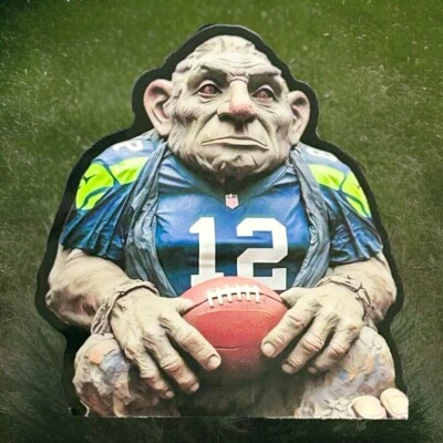Seattle Seahawks Jersey X Fremont Troll NFL Vinyl Die Cut Sticker - Image 1 of 2