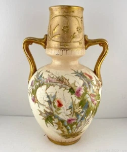 ANTIQUE LARGE ROYAL BONN FLORAL VASE RAISED GOLD RELIEF MORIAGE c. 1888 ~ 9.25" - Picture 1 of 6