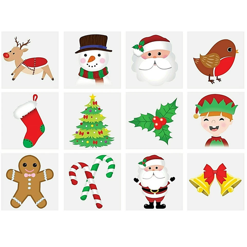 LND GIFTS 12 Christmas Temporary Tattoos Girls Boys Kids Childrens Party Stocking Fillers