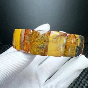 18*6.3*12.6mm Natural Yellow Pietersite Namibia Gemstone Bangle Bracelet Handmad - Picture 1 of 6