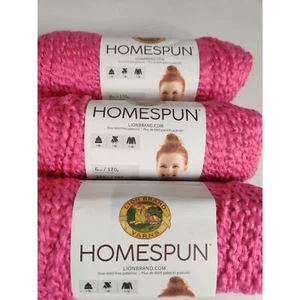 Homespun Peony Lion Brand Yarn #5 Bulky/Chunky 3 Pack Lot 185yd per skein - Picture 1 of 11