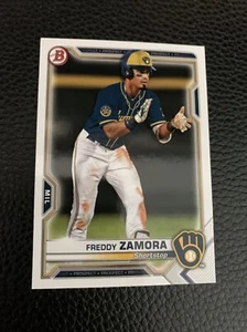 2021 Bowman Prospects Paper Base #BP-2 Freddy Zamora - Milwaukee Brewers - Picture 1 of 2