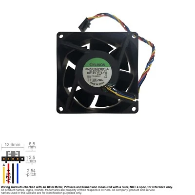 Fan Muffin Cooling DC 12V DC12V 12VDC  80mm 80x80x38 Sunon PMD1208PMB1-A 0M8041 - Image 1 of 3