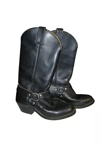 Damen Double HH Leder Stiefel 7 B abgenutzt schwarz Gurt Motorradfahren - Bild 1 von 7