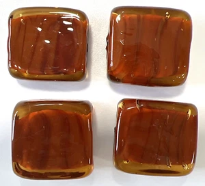 Venezianische Murano Glasperlen Perlen 4 gebrannte Orange/Karamell Swirl Quadrat 20 mm (#11) - Bild 1 von 5