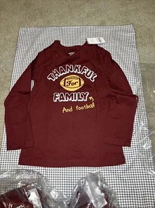 Carters Größe 7 Thankful For Family & Football 🏈 Langarm-T-Shirt neu mit Etikett - Bild 1 von 8