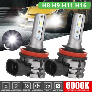 2x H11 H8 H9 LED Headlight Bulbs Conversion Kit High Low Beam 6000K Xenon White - Picture 1 of 9