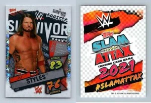 AJ Styles #337 WWE Slam Attax 2021 Topps Survivor Series Booster TCG Card - Picture 1 of 1