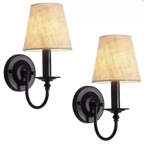 Black Wall Sconce Set Of 2 Modern Candle Sconce Lamps For Bedroom - Picture 1 of 6