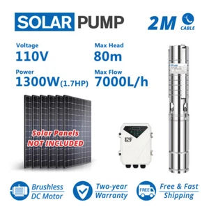 4" Solar Water Pump S/S Impeller 260Feet 31GPM Submersible DC Deep Bore Well - Picture 1 of 10