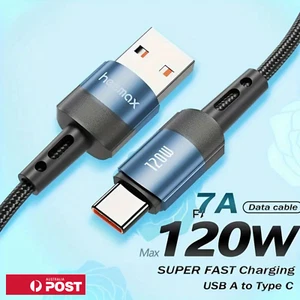 120W USB A To USB C Fast Charging Cable Braided Charger Lead For Samsung iPhone - Picture 1 of 11
