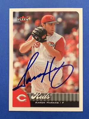 AARON HARANG Signed 2007 Fleer #246 CINCINNATI REDS - SD STATE Autograph Auto - Image 1 of 2