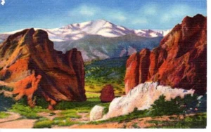 Vintage Postcard Colorado 2114 Pikes Peak and Gateway of the Garden of the Gods - Picture 1 of 2