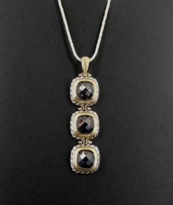 Collar Piedras Púrpura Oro Vermeil con Plata de Ley 925 Colgante Largo Cadena Foto 1 de 4