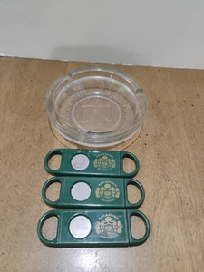 Macanudo Zigarrenschneider 3 Stück mit Vintage Hilton Hotel Glas Aschenbecher - Bild 1 von 4