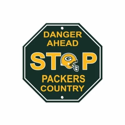 Señal de stop de Green Bay Packers "Peligro por delante" ¡NUEVA! 12"X12" Man Cave NFL Foto 1 de 2