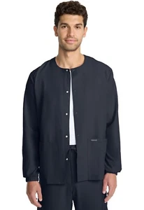 Cherokee Scrubs Unisex Snap Front Warm Up Jacket CK393A PWT Pewter Free Ship - Picture 1 of 5