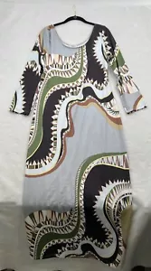 Emilio Pucci Women Multicolor Printed Round Neck Long Sleeve Shift Dress Size 44 - Picture 1 of 6