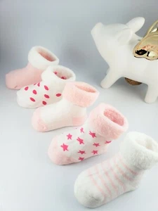 100% Cotton Warm Thick 5 Pairs Winter Toddlers' Socks 1-3 years old - Picture 1 of 5