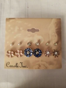 Fashion Jewelry Under $15 - Enamel Flower Coordinating Stud Earrings 3 Sets - Picture 1 of 1