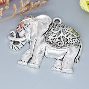 BIG ELEPHANT ANIMAL 3D Pendant on DIAMOND Cut 925 Silver 22" Necklace Men Women - Picture 1 of 5