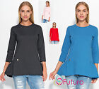 Ladies Casual Everyday Girly Crew Neck 3/4 Sleeve Flared Blouse Tunic Top FA530