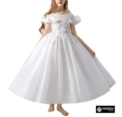 Robe Fille Cérémonie Première Communion Fête Tulle Princess COM045 - Photo 1/4