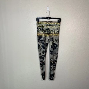 Teeki Leggings Womens Small Yoga Hippie Green Rose Abstract Floral - Picture 1 of 4