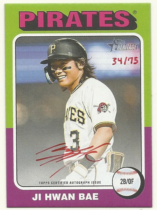 2024 Topps Heritage JI HWAN BAE Real One Autograph RED INK AUTO 34/75 Pirates