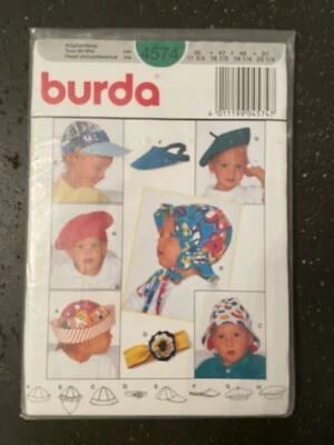 Sealed Sewing Pattern Burda 4574 Childrens Hat Pattern New Uncut  - Image 1 of 4