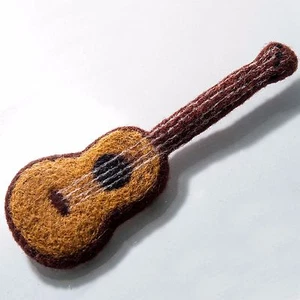 Felted Wool Guitar Brooch – Handmade Eco Pin Gift for Dad, Musician, Music Lover - Picture 1 of 5