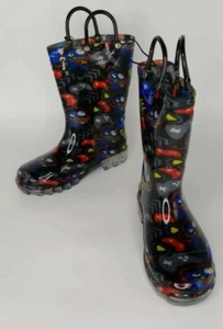 Western Chief Boys Kids Waterproof Printed Rain Rubber Boots LED light up sz 12 - Picture 1 of 9